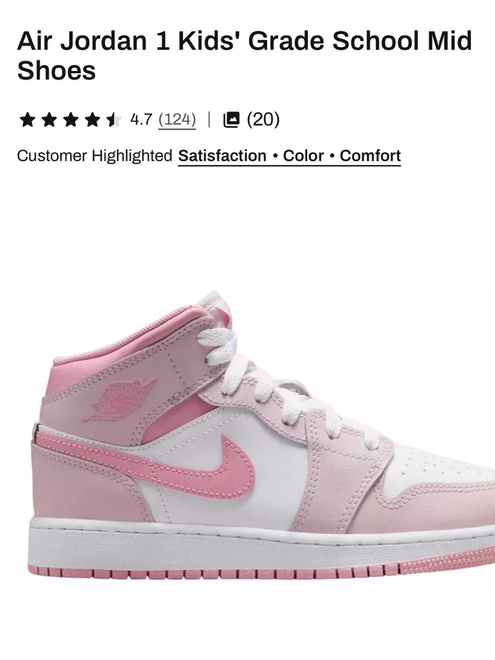 Jordan Kids' Mid-Top Sneakers in Pink and White